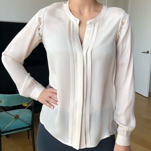 Joie Silk Button Down with Lace Detail X Small